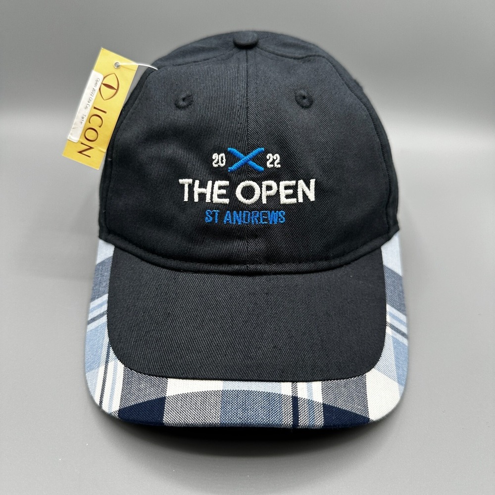 Icon St Andrews Golf Hat 2022 The Open Tournament Cap Blue Plaid Mens Adjustable